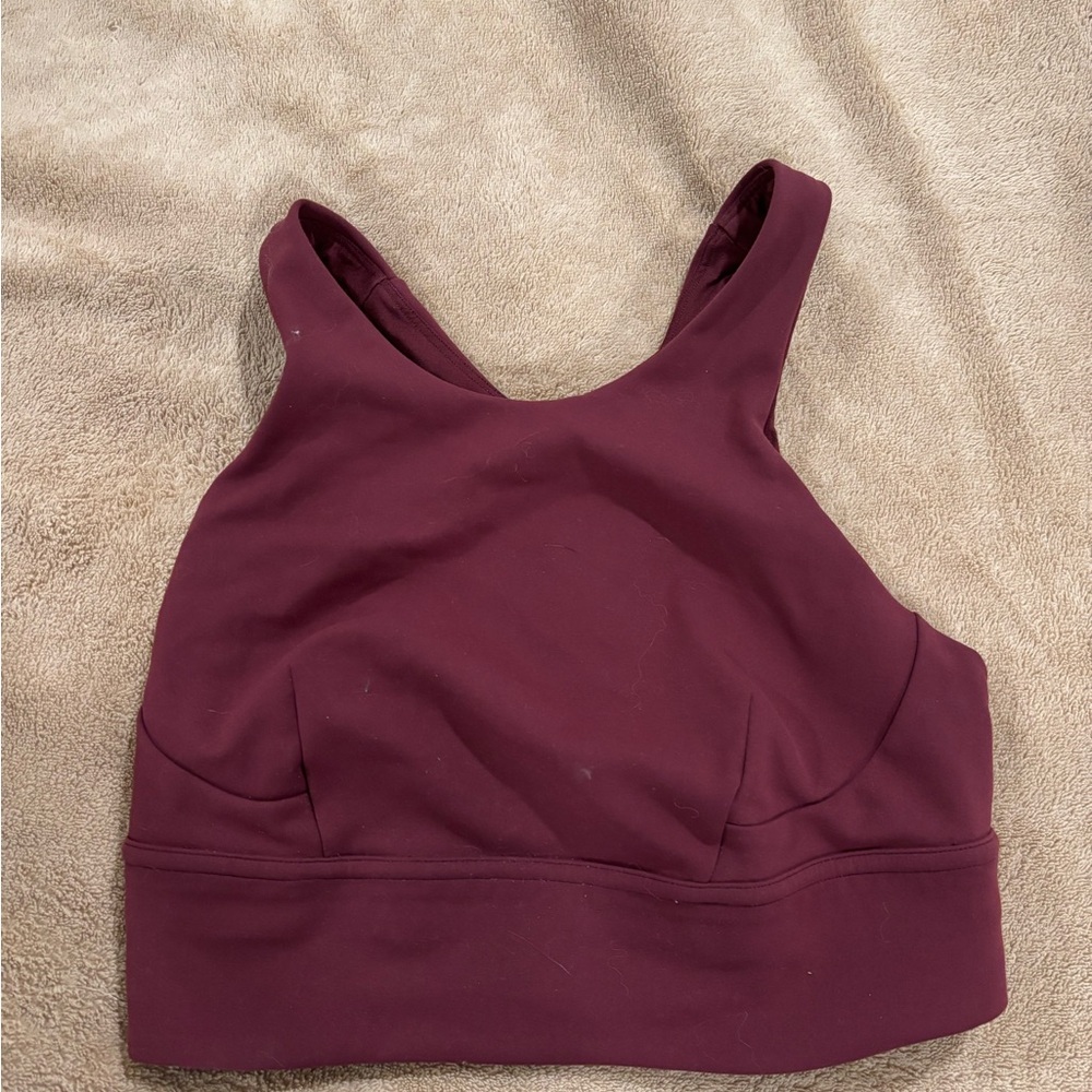 High-Neck Women's Sports Bra in Deep Wine